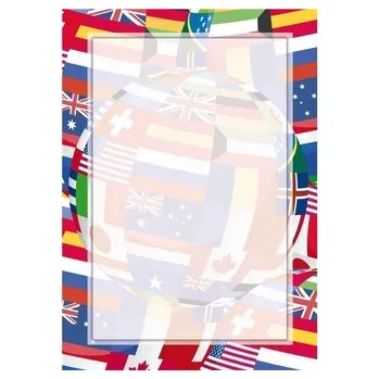 Umělecký papír Diplom A4 - motiv vlajek, 170 g/m2, 25 ks