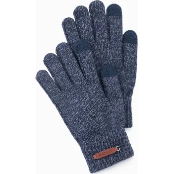 Rukavice Pánské pletené rukavice s vlnou - tmavě modrá melanž V3 OM-ACGL-0110 - one size