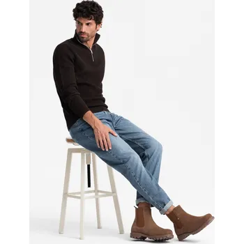 Pánské tenisky Pánské semišové nazouvací boty s vysokým nártem - světle hnědé V4 OM-FOBO-0173 - 45