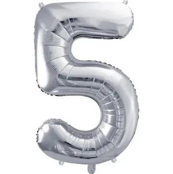 Balónek Balónek fóliový narozeniny číslo 5 stříbrný 72 cm pa33948