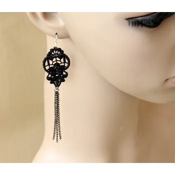 Náušnice B-TOP Krajkové visací náušnice Gothic - černé