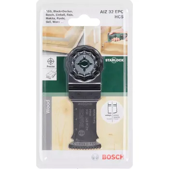 Pilový kotouč Ponorný pilový list na měkké dřevo Bosch AIZ 32 EPC HCS - 50x32mm, Starlock, pro multifunkční nářadí - oscilační brusku (2609256947)