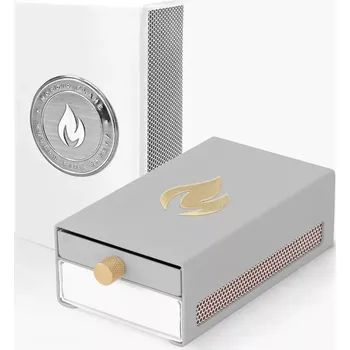 Dóza na potraviny Nordic Flame Kovová dóza na krbové zápalky, šedá N902-I