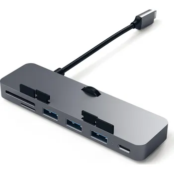 Replikátor portů Satechi Aluminum Type-C CLAMP PRO Hub (3x USB 3.0,MicroSD) - Space Gray