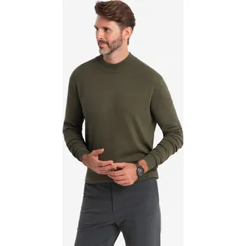 Pánský svetr Pánský pletený pologolf s viskózou - tmavě šedý V7 OM-SWTN-0100 - L