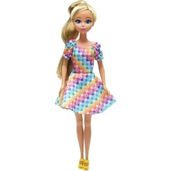 Panenka Funville Dreameez panenka v kornoutku blond vlasy kostkované šaty