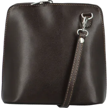 Kabelka Módní dámská kožená crossbody kabelka Adiara, tmavě hnědá