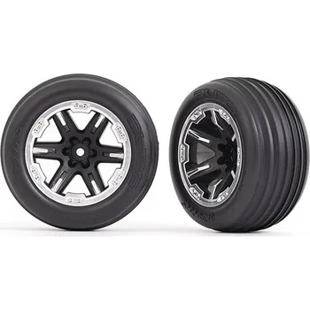 RC náhradní díl Traxxas kolo 2.8", disk RXT černý/polomatný chrom, pneu Ribbed (2) (přední) - TRA3771X