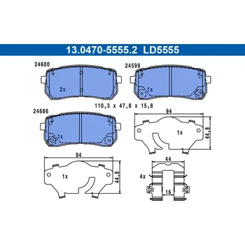 Brzdová destička Sada brzdových destiček, kotoučová brzda ATE 13.0470-5555.2