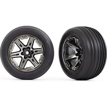 RC náhradní díl Traxxas kolo 2.8", disk RXT černě chromovaný, pneu Ribbed (2) (přední) - TRA3771R