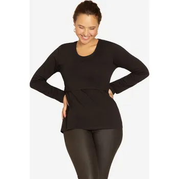 Těhotenská móda Kojící triko z bavlny s dlouhým rukávem černé NUKA Milker Velikost: S