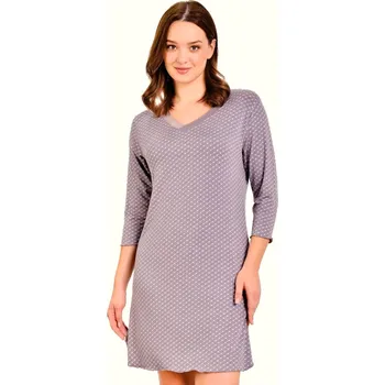 Dámské noční prádlo Šedá i růžová luxusní jemná noční košilka pro ženy s 3/4 rukávy vzor hvězdičky 1D1479 růžová s