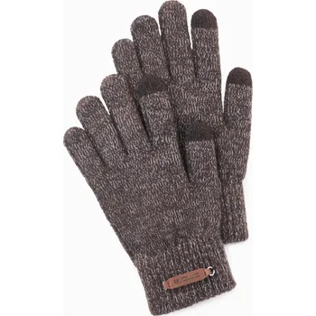 Rukavice Pánské pletené rukavice s vlnou - hnědý melír V2 OM-ACGL-0110 - one size