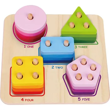 Dřevěná hračka Tooky Toy Dřevěná skládačka geometrické tvary