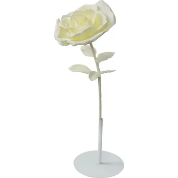 umělá květina Velká dekorace bílá růže na podstavci – 23x80 cm