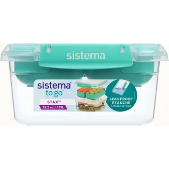 Svačinový box Sistema Box na jídlo s vložkou Stax To Go 1,15l Barva: minty teal