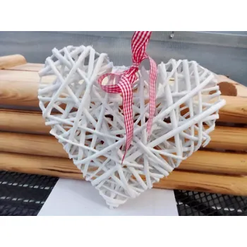 Proutěné srdce bílé 25cm