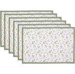 Sada 6 bavlněných prostírání se vzorem lučních kvítků Colourful Flowers – 48x33 cm