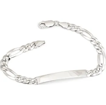 Náramek Pánský stříbrný náramek s destičkou figaro 20 cm 78463F + dárek zdarma