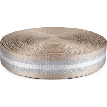 Hladký oboustranný popruh s lurexem šíře 50 mm Varianta: 2 béžová stříbrná