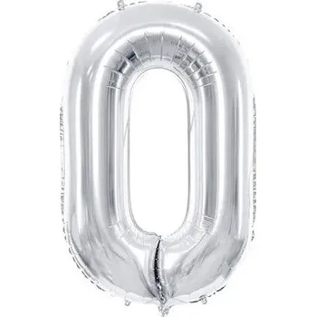 Balónek Balónek fóliový narozeniny číslo 0 stříbrný 86 cm pa736009
