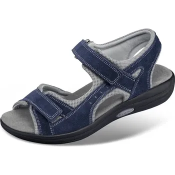 Dámská zdravotní obuv Dámské trekingové sandály s pásky na suchý zip, velurová useň, modrá: 35