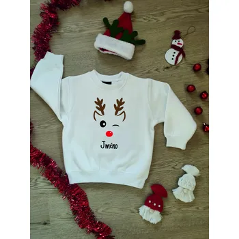 Chlapecká mikina Dětská mikina Vánoce sob se jménem Barva skladem: Bílá, Velikost: XXL