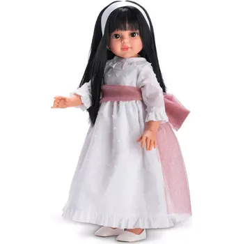 Panenka Realistická panenka SABRINA v bílých šatech - černé vlasy od firmy ASIVIL ze Španělska (Velikost 40 cm)