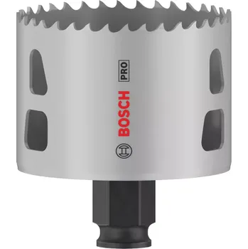 Pilová děrovka Vrtací korunka - děrovka na měkké dřevo, sádrokarton, plasty, neželezné kovy a kovové trubky Bosch PRO MULTI MATERIAL PC PLUS - 67x44mm, 8% kobaltu, rychlořezná ocel, beznástrojový upínací systém Power Change Plus (2608594397)