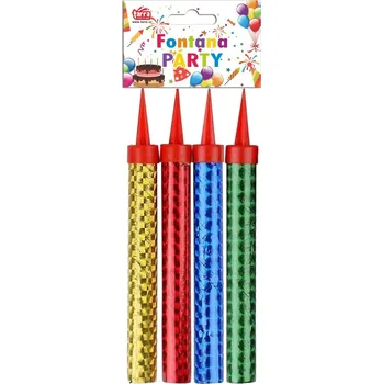 Zábavní pyrotechnika PÁRTY FONTÁNA na dort 12 cm - 4 ks - barevný mix 3/50/4