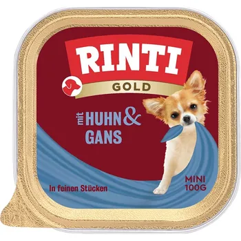Krmivo pro psa Rinti Gold Mini s jemnými kousky kuřecího masa a husy 48 × 100 g