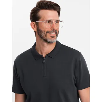 Pánská polokošile s límečkem na zip - černá V8 OM-POSS-0132 - M