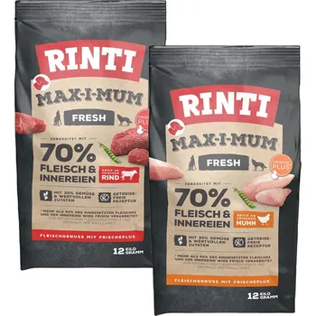 Krmivo pro psa Rinti Max-i-Mum variace chutí s hovězím a kuřecím masem 2x12kg