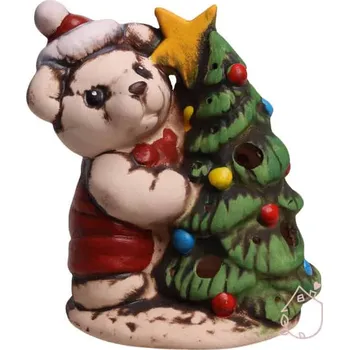 Vánoční svícen Vánoční svícen s medvídkem Bertík ručně malovaný