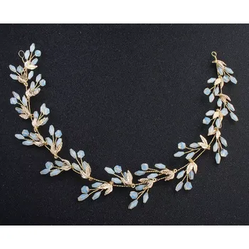 Ozdoba do vlasů B-TOP Ozdoba do vlasů se světle modrými krystaly a zlatými lístky