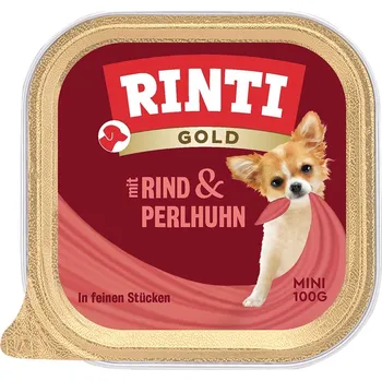 Krmivo pro psa Rinti Gold Mini s jemnými kousky hovězího masa a perličkou 48 × 100 g