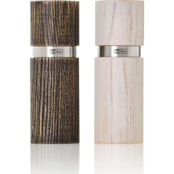 Kempingové nádobí AdHoc Mlýnek na sůl nebo pepř jasan Textura Antique, hnědý a bílý 13 cm