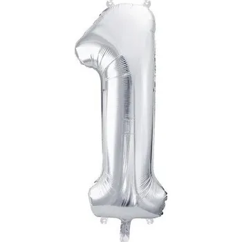 Balónek Balónek fóliový narozeniny číslo 1 stříbrný 86 cm pa736016