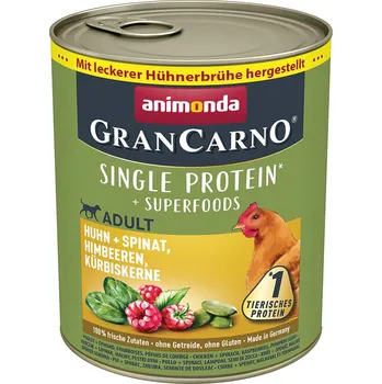 Pro psa Animonda GranCarno KUŘE+ŠPENÁT, MALINY, DÝŇOVÁ SEMÍNKA 24x800g
