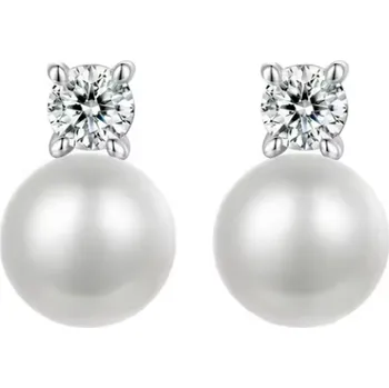 Náušnice For Silver Perlové náušnice s Moissanitem 0,1ct - Stříbro 925