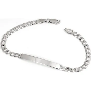 Náramek Pánský stříbrný náramek s destičkou pancr 20 cm 78449F + dárek zdarma