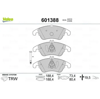 Brzdová destička Sada brzdových destiček, kotoučová brzda VALEO 601388