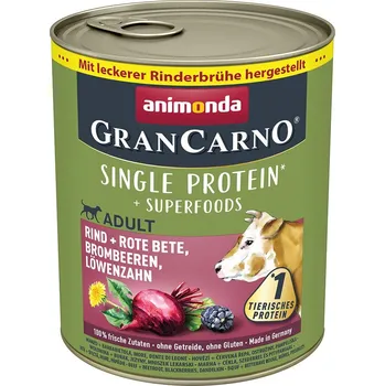 Krmivo pro psa Animonda GranCarno HOVĚZÍ + ČERVENÁ ŘEPA, OSTRUŽINY A PAMPELIŠKA 6x800g