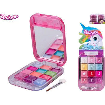 Make-up Mikro trading Unicorn - Make-up paletka se zrcátkem s lesky na rty - 6 ks a očními stíny - 6 ks