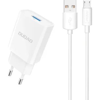 Dudao A4EU nabíječka do sítě USB 5V / 2,1A + kabel USB / Micro USB / bílá