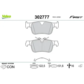 Brzdová destička Sada brzdových destiček, kotoučová brzda VALEO 302777