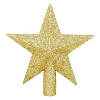 Bytová dekorace Hvězda na stromeček 15cm třpytivá zlatá, vánoční ozdoba