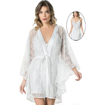 Dámská noční košile Luxusní dámský komplet 1E8442 bílá l