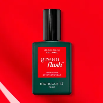 Lak na nehty manucurist-Paris Nehty Lak-na-nehtyGreen FlashLED gelová barva na nehty Red Coral 15 ml (32 200,00 Kč / 1 l)
