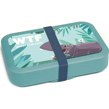 Svačinový box DBP box na svačinu velký s gumičkou WTF Hroch petrolej